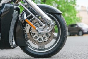 close-up on motorcycle wheel