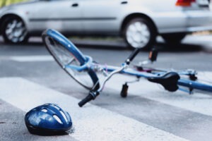 bike and helmet in street